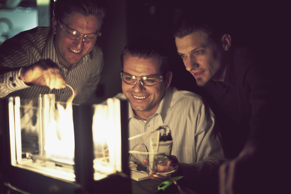 The three founders testing a new product